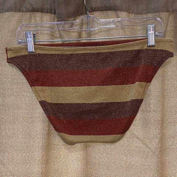 Becca Striped Brown/Gold Women's Skirt (M-L) & Bikini Bottoms Med (no top) - Picture 4 of 11